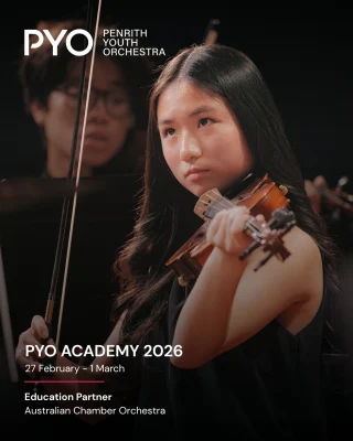 Penrith Youth Orchestra Academy 2026
27 February – 1 March  Begin your orchestral journey with an inspiring program designed to challenge and elevate your musicianship. The PYO Academy brings together Western Sydney’s most talented young musicians for an intensive experience that includes workshops, group tuition, and mentoring, all leading to a final performance.  Experience the thrill of learning from and performing side-by-side with the world-class musicians from the Australian Chamber Orchestra.  PYO Academy is open to primary and high school students who play an orchestral instrument and are working at Grade 3 AMEB level or above.  Register now via the link in bio and take your artistry to new heights!  #PYOAcademy2026
#PenrithYouthOrchestra
#WesternSydneyMusic
#YoungMusicians
#OrchestralTraining